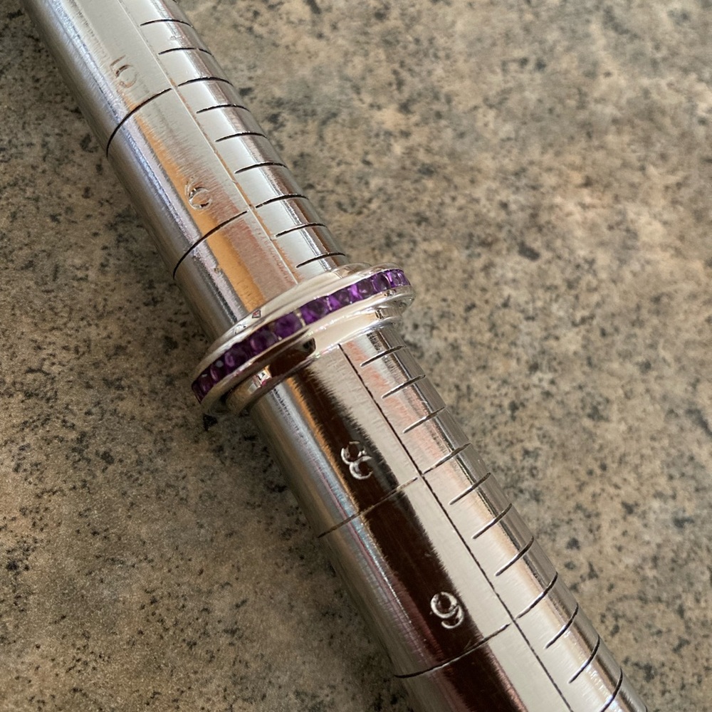 💍 925 Amethyst Spinner Eternity Fidget Ring Sterling Silver, Size 6.75/7, EUC - Picture 6 of 8